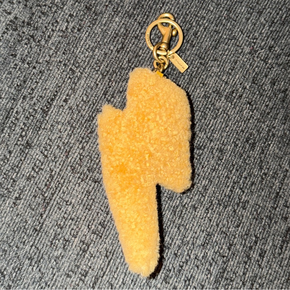 Coach ReLoved Remade Shearling Lightening Bolt Bag Charm Yellow Multi 1 of 1 NWT